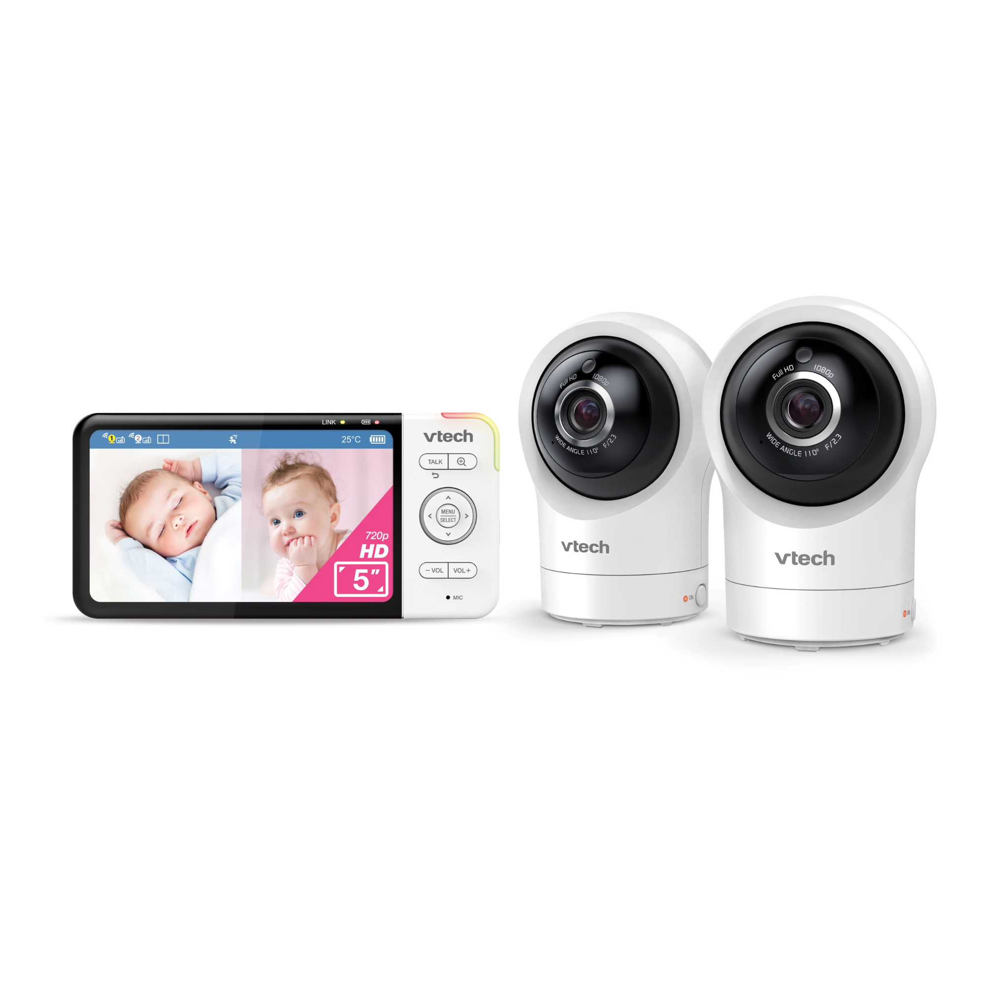 VTech RM5764HDV2 5” Smart HD Pan & Tilt Video Monitor with Remote Access (Twin Camera Pack) - Tiny Tots Baby Store 