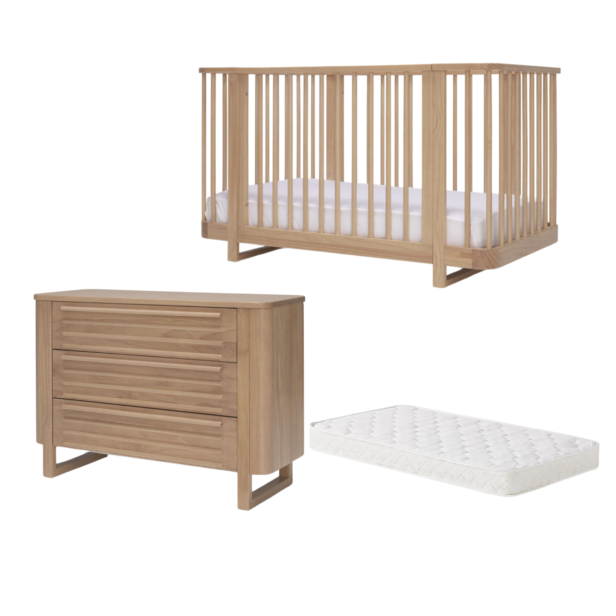 Tasman Eco Pisa Cot, Mattress and Dresser- Sandstone ( ETA Late Jan) - Tiny Tots Baby Store 