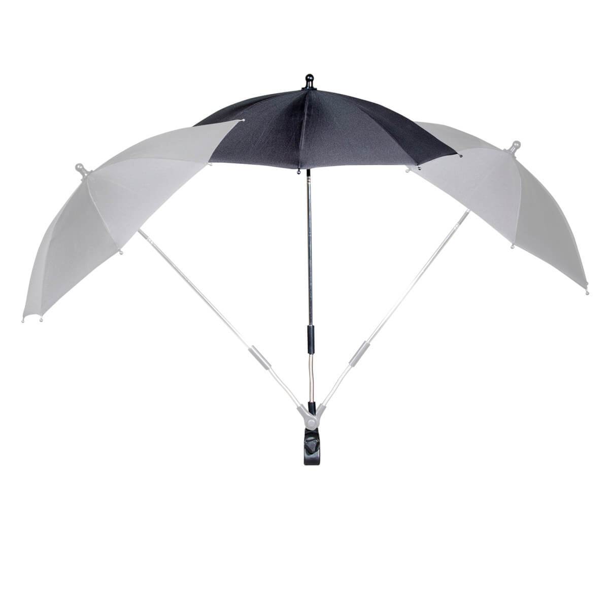 phil&teds shade stick umbrella showing all angle position options_black