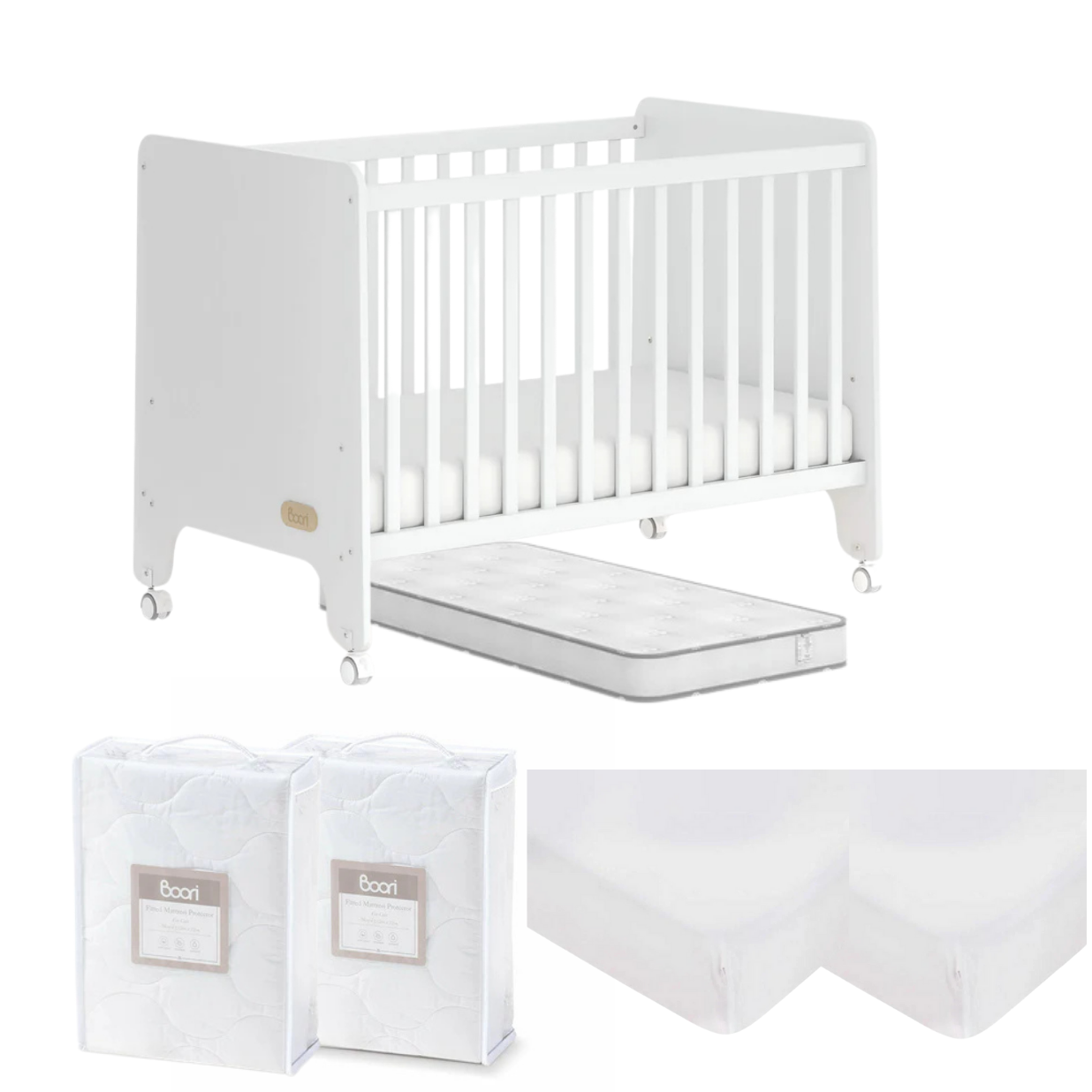 Boori Natty Compact Cot 7 PC Package with Three Draw Chest - Tiny Tots Baby Store 