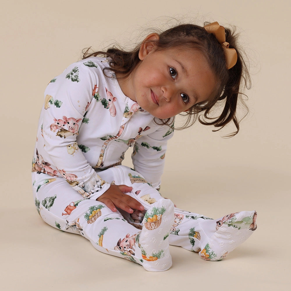 Snuggle Hunny Farm Organic Snuggle Sleepsuit Zip Footie - Tiny Tots Baby Store 