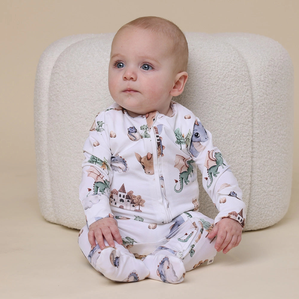 Snuggle Hunny Dragon Organic Snuggle Sleepsuit Zip Footie - Tiny Tots Baby Store 