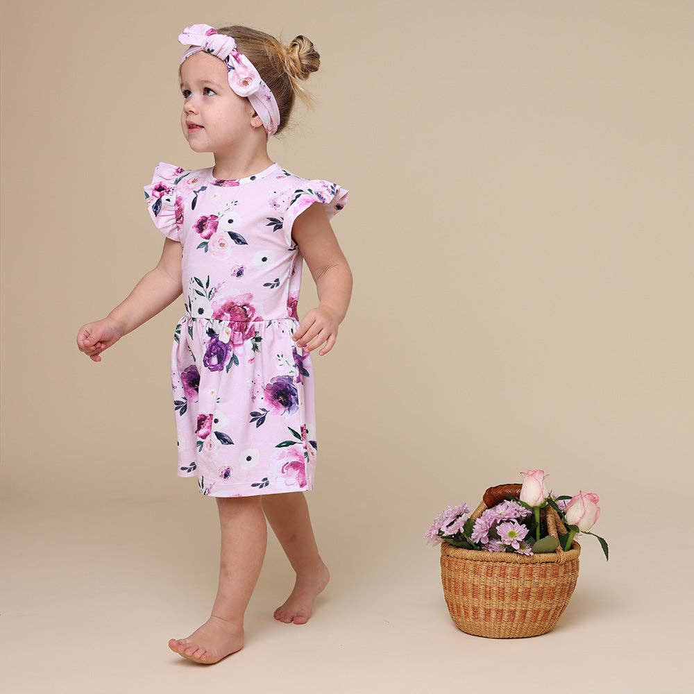 Snuggle Hunny - Floral Kiss Short Sleeve Organic Dress - Tiny Tots Baby Store 