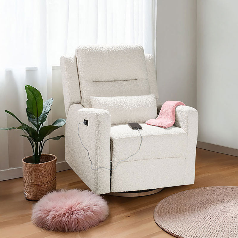 Cocoon Rio ELECTRIC Recliner & Glider Chair with USB Vanila Boucle - Tiny Tots Baby Store 