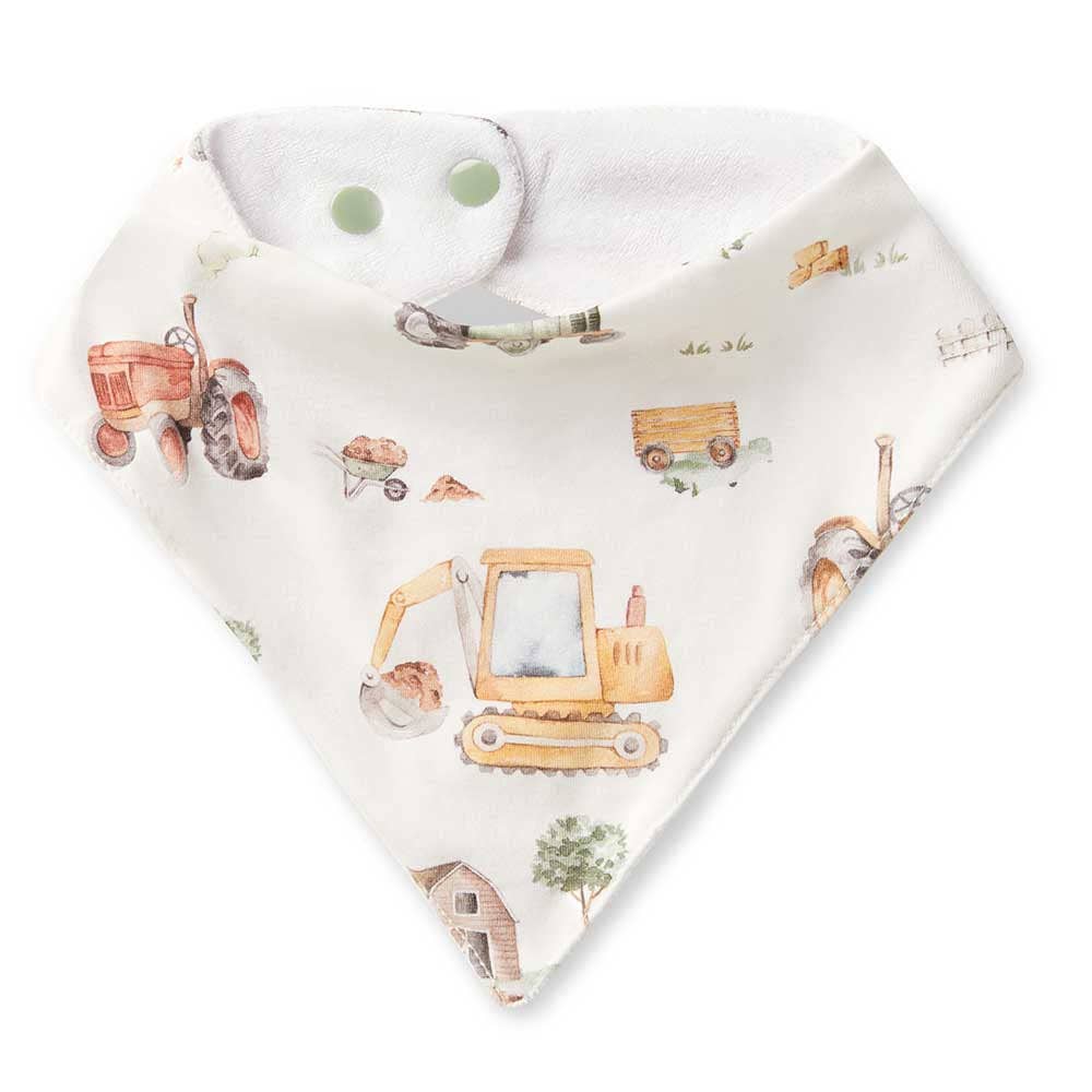 Snuggle Hunny - Diggers & Tractors Organic Dribble Bib - Tiny Tots Baby Store 