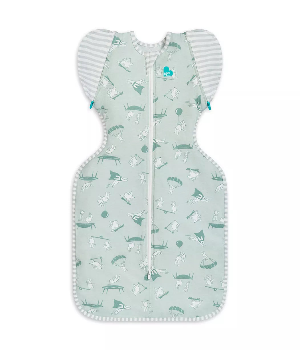 Love To Dream Swaddle Up Transition Bag Lite 0.2 Tog Daredevil bunny Olive - Tiny Tots Baby Store 