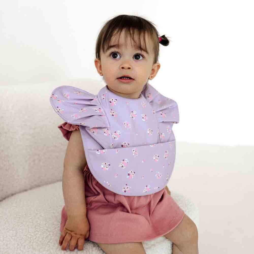 Snuggle Hunny Lilac Bloom Frill Snuggle Bib - Tiny Tots Baby Store 