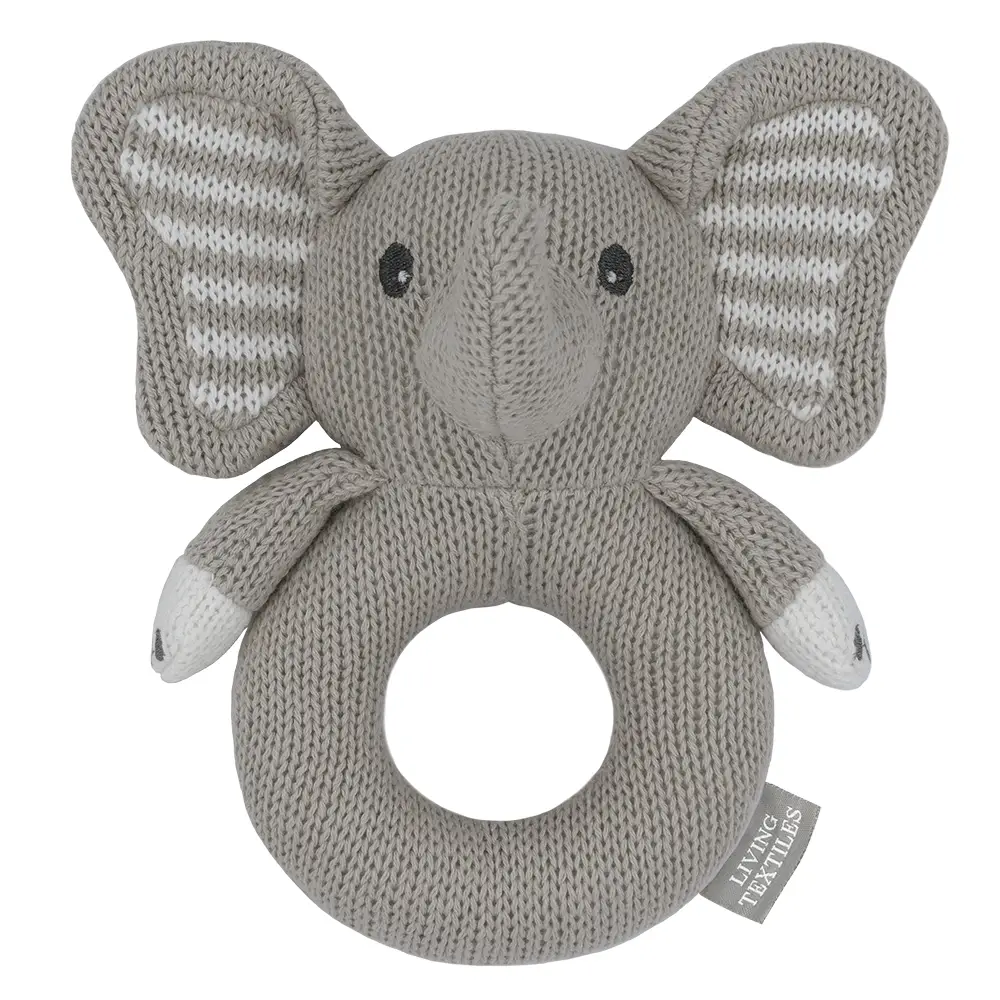 Living Textiles Mason the Elephant Knitted Rattle - Tiny Tots Baby Store 