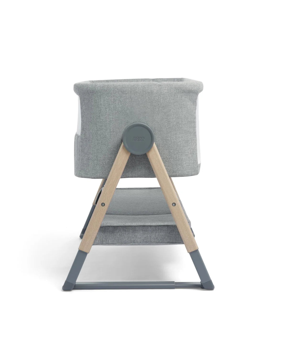 Mamas & Papas Lua Bedside Crib - Grey - Tiny Tots Baby Store 