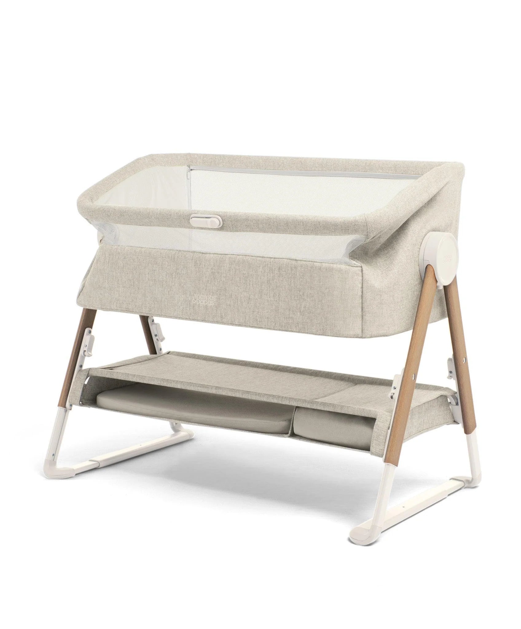 Mamas & Papas Lua Bedside Crib - Beige ( ETA end of SEP) - Tiny Tots Baby Store 