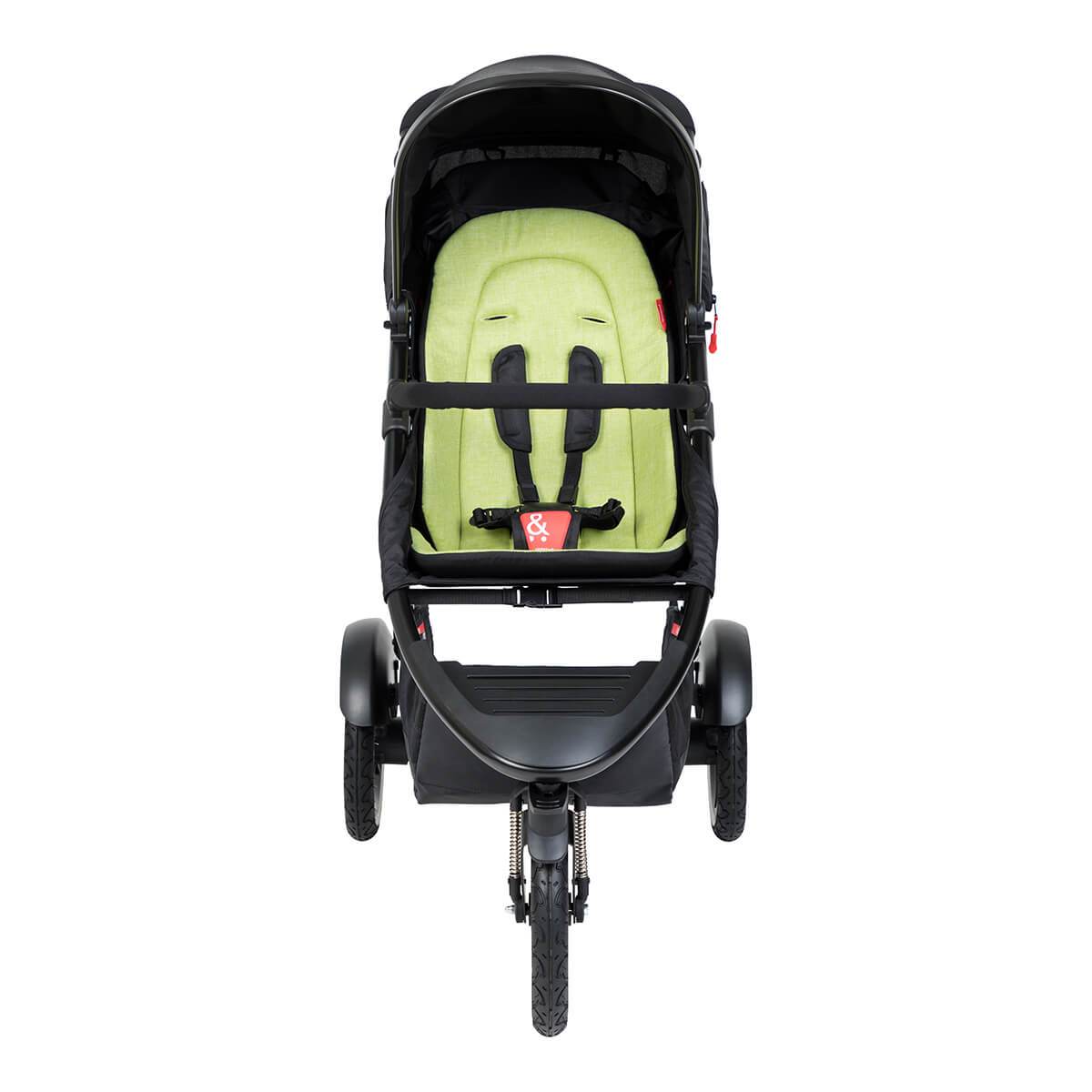 phil&teds sport inline buggy in apple green front view_apple