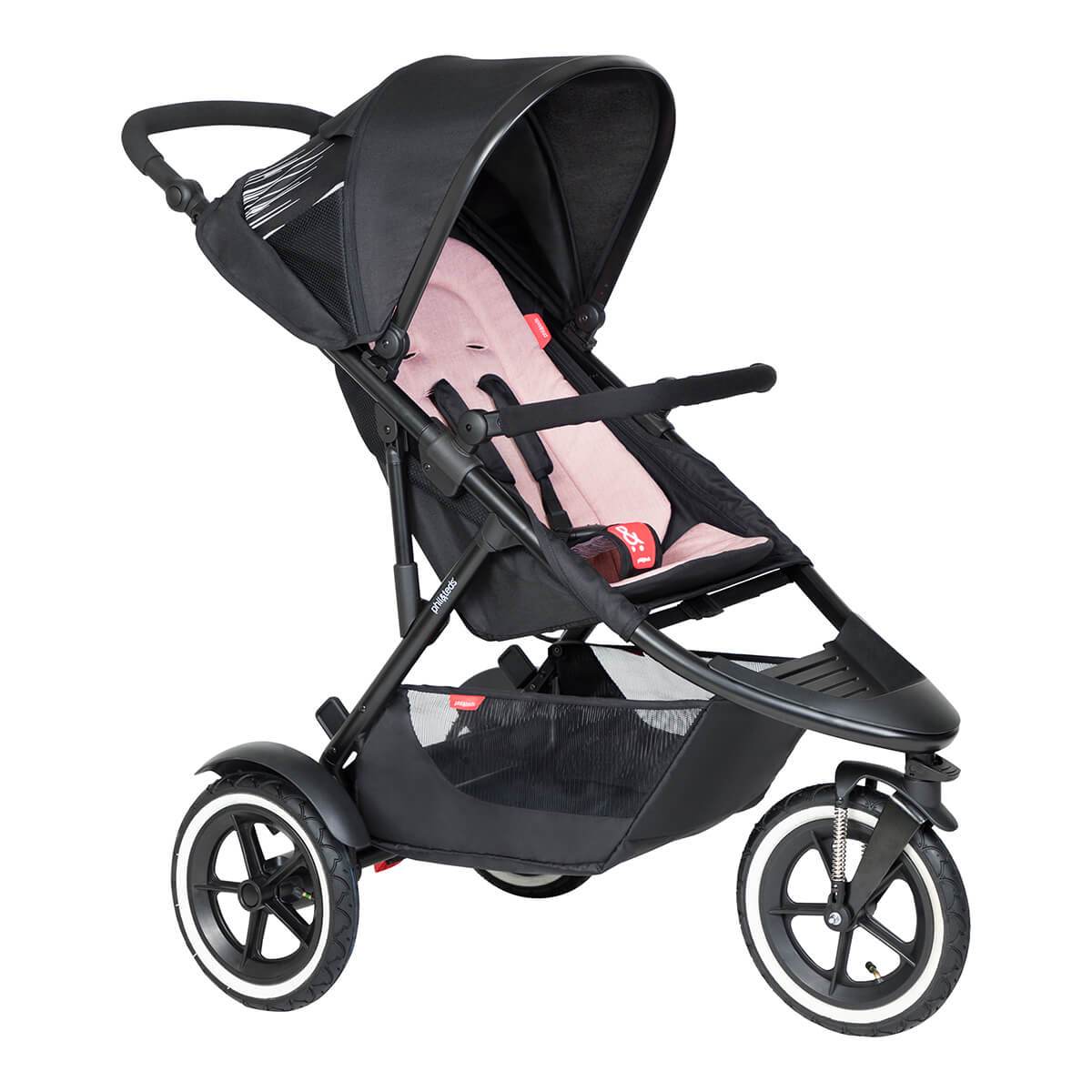 phil&teds sport inline buggy in blush pink 3qtr view_blush