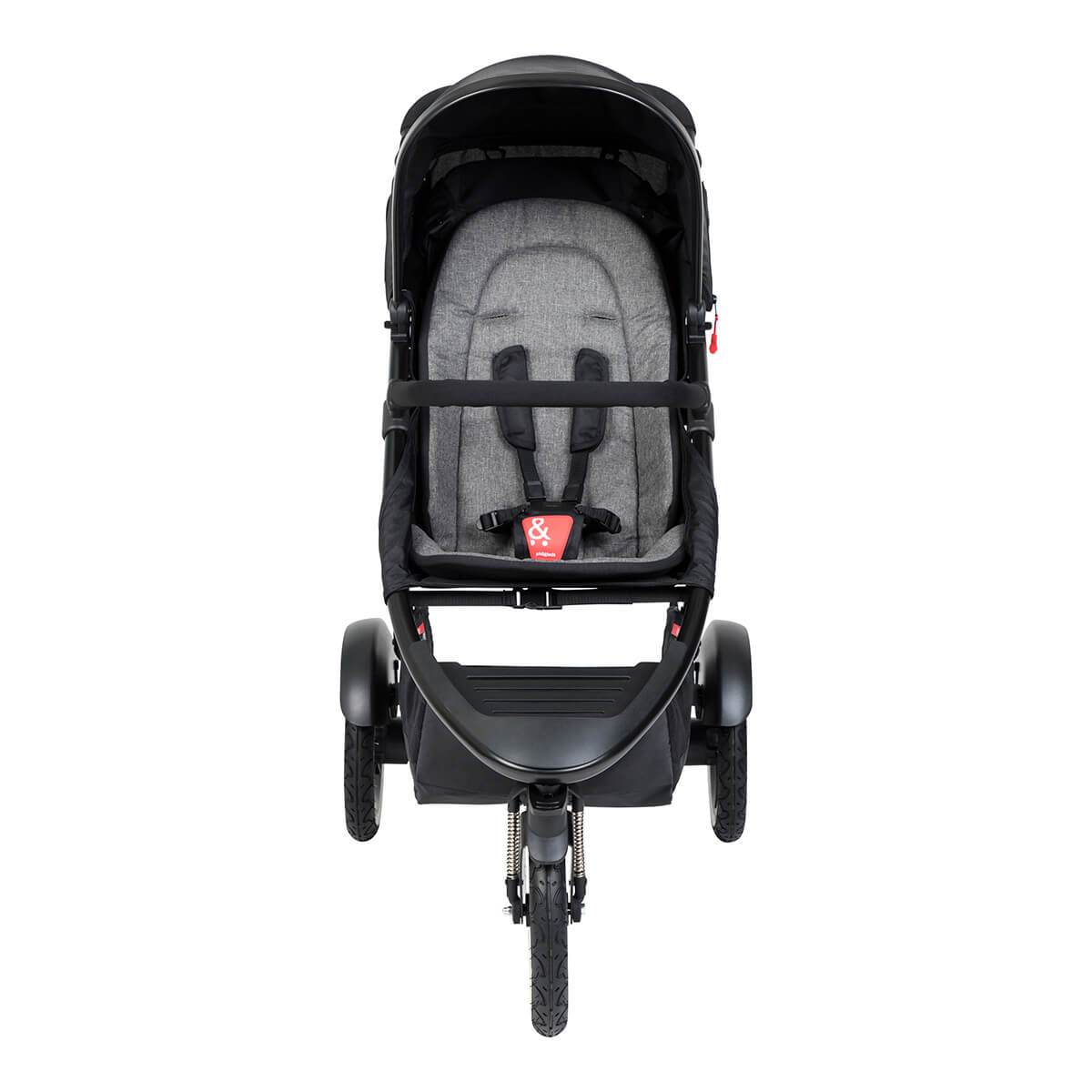 phil&teds sport inline buggy in charcoal grey front view_charcoal