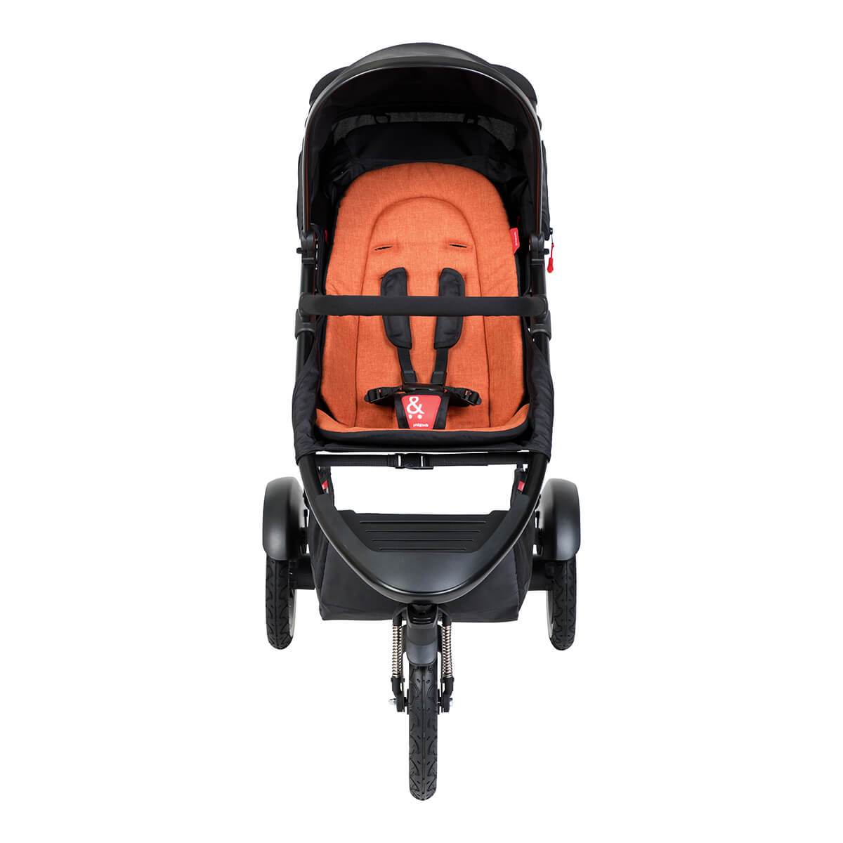 phil&teds sport inline buggy in rust orange front view_rust