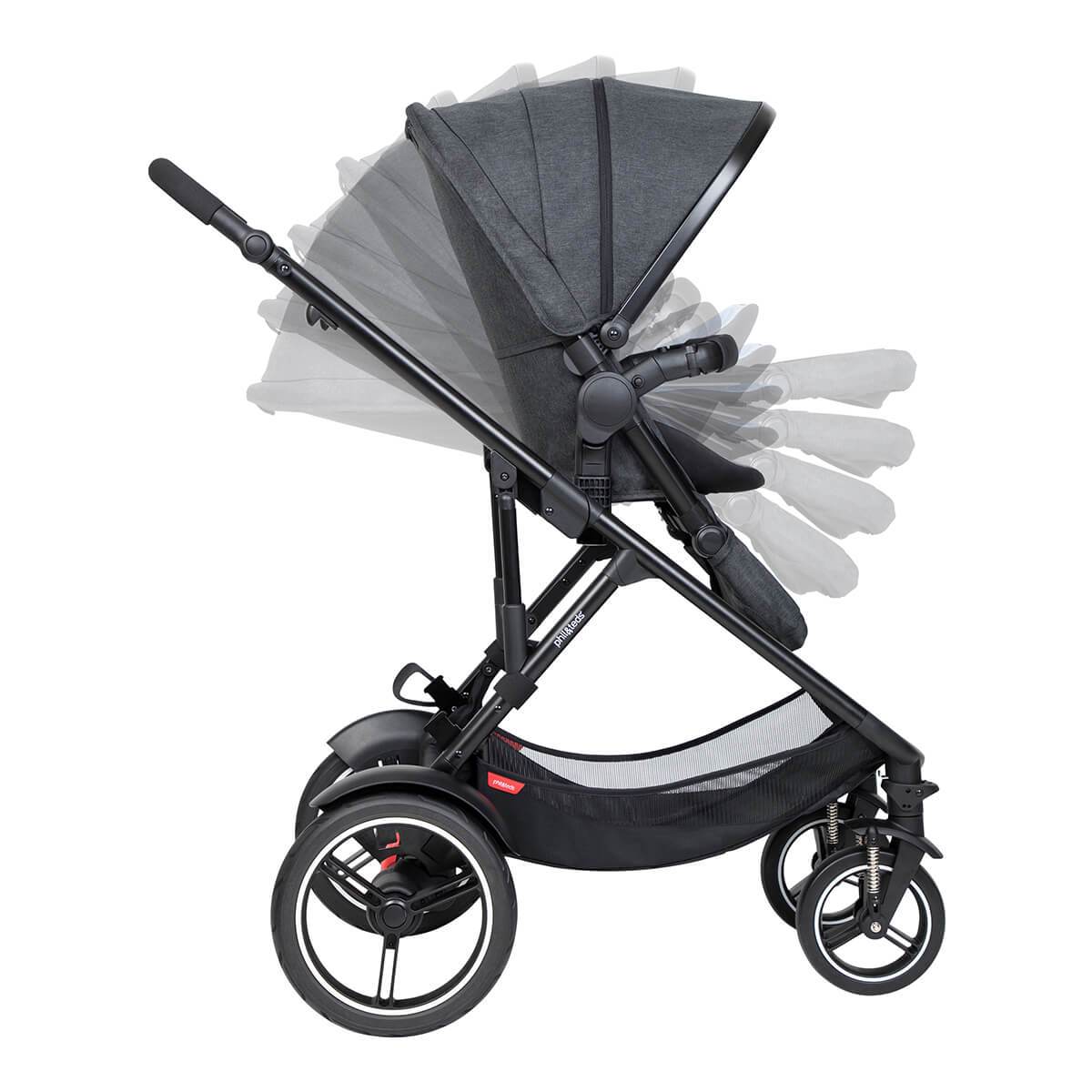 phil&teds voyager inline buggy in multiple semi recline modes_charcoal